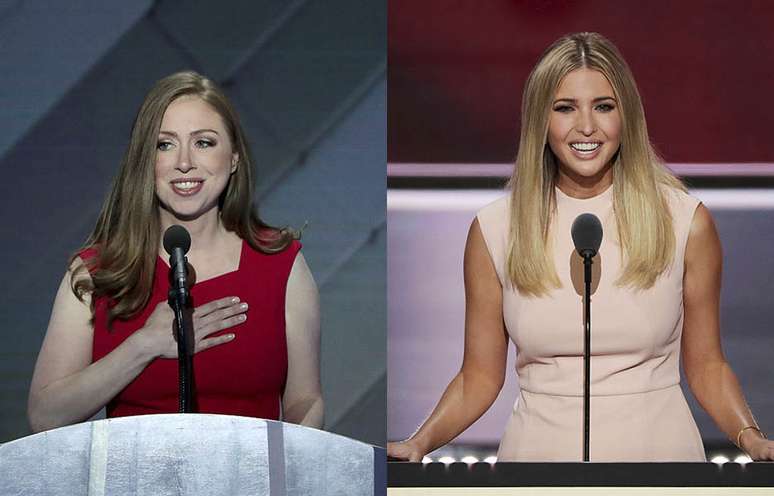 Chelsea Clinton (à esq.) e Ivanka Trump: bem-sucedidas e amigas fora da política, "primeiras-filhas" vêm ganhando destaque na campanha presidencial americana 