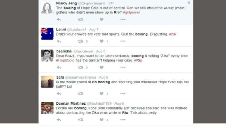 Usu&aacute;rios do Twitter criticaram o comportamento da torcida brasileira.