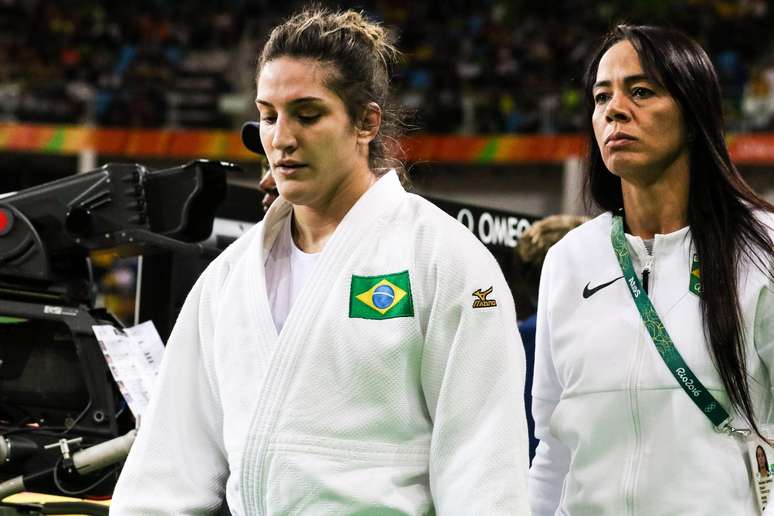 A judoca brasileira Mayra Aguiar (E)