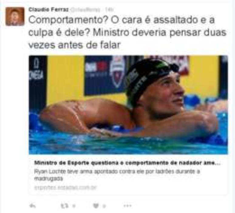 "O cara é assaltado e a culpa é dele?", reagiu no Twitter o professor da PUC-Rio Claudio Ferraz.