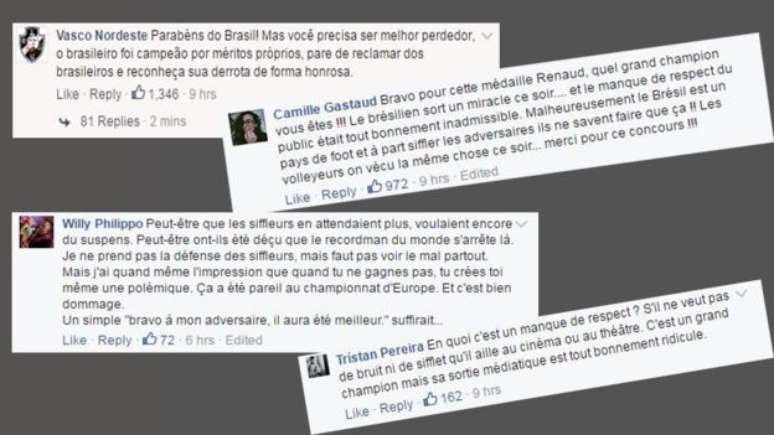 Bate-boca bilingue: em geral, brasileiros descreveram o franc&ecirc;s como mau perdedor, e compatriotas de Lavillenie disseram que o comportamento da torcida foi inadmiss&iacute;vel