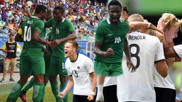 Alemães e nigerianos duelam nesta quarta (Montagem sobre fotos AFP)