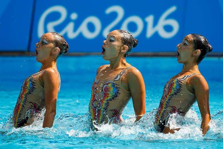Apresentação da equipe brasileira de nado sincronizado, na Rio 2016