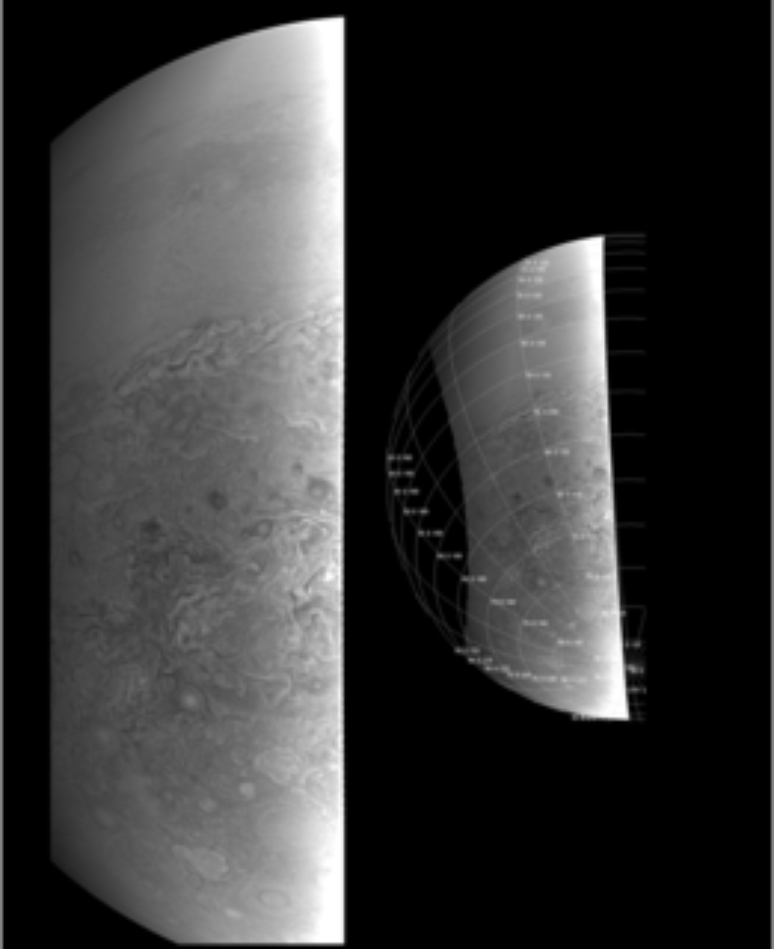 O hemisferio sul de Jupiter a uma distância de 39 mil quilômetros