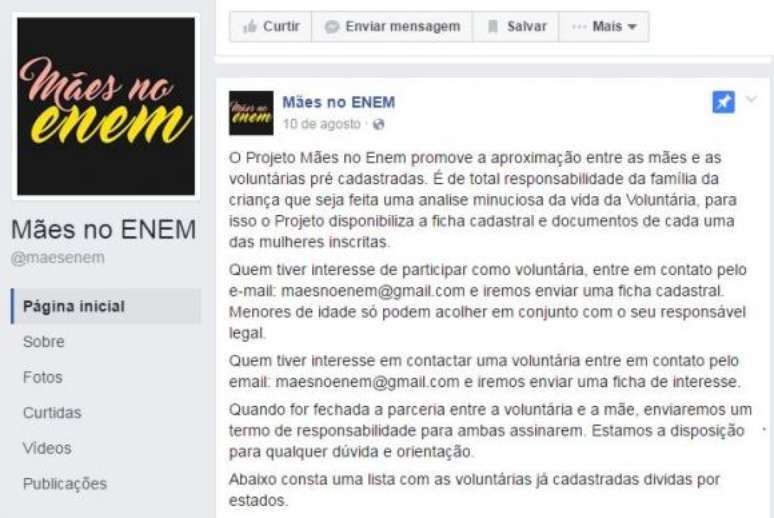 Página Mães do Enem no Facebook reúne voluntárias para cuidar dos filhos de estudantes no dia da prova