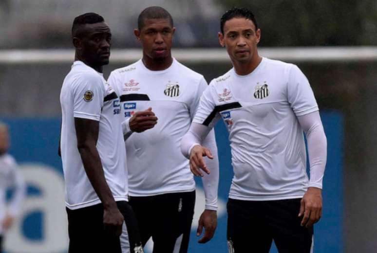 Rodrigão (ao centro) substitui o lesionado Ricardo Oliveira (à direita) (Foto: Ivan Storti/Santos FC)
