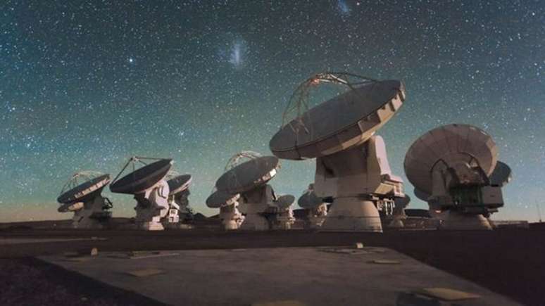 Antenas do Alma, no Chile, cujas imagens ajudaram a desvendar detalhes da bolha gigante