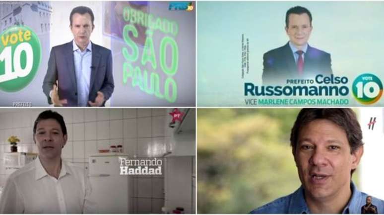 Em São Paulo, tanto Celso Russomano (PRB) quanto Fernando Haddad (PT) mudaram nestas eleições a forma com que exibiam o nome do partido em 2012; Russomano eliminou a referência à legenda e o petista tem alternado a estrela com um &#034;H&#034;, mas o nome do PT não mais aparece