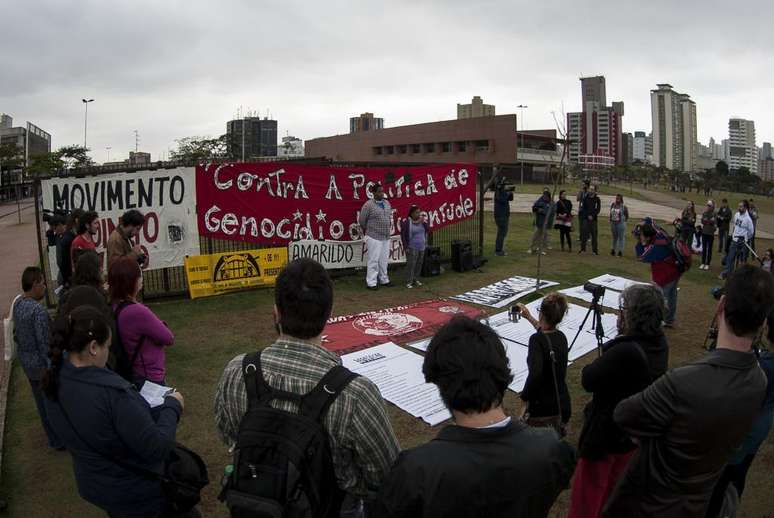 Ato “Memória, resistência: Pelo fim dos Massacres”, no Parque da Juventude, onde era localizado o complexo penitenciário do Carandiru.