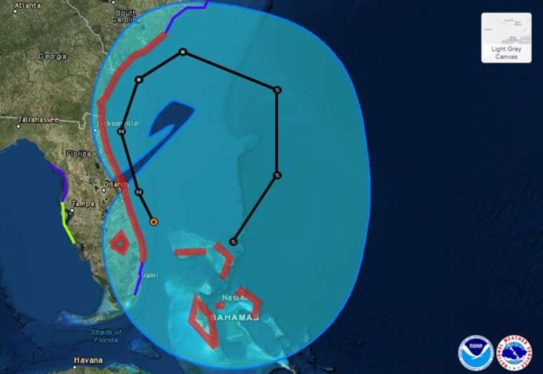 Antes de voltar à Flórida, Matthew deve seguir em direção às Bahamas, conforme previsão no Centro Nacional de Furacões dos EUA