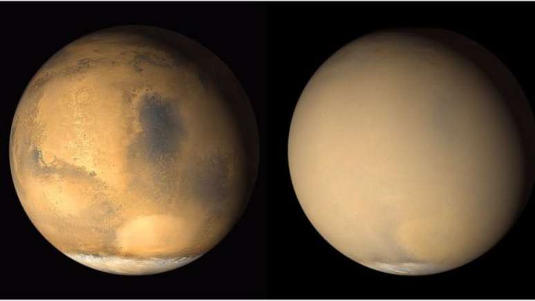 Tempestades de areia podem formar um invólucro total em Marte