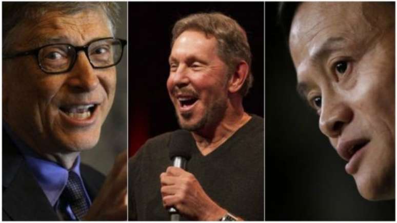 Bill Gates (Microsoft), Larry Ellison (Oracle) e Jack Ma (Alibaba) figuram entre os empresários de tecnologia mais ricos do mundo