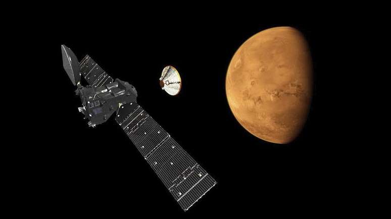 Imagem divulgada pela ESA mostra concepção da missão em Marte
