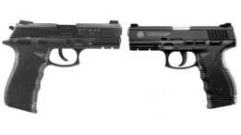 Pistolas PT 840 (esq.) e 380 (dir.) da Taurus foram proibidas ap&oacute;s disparos involunt&aacute;rios