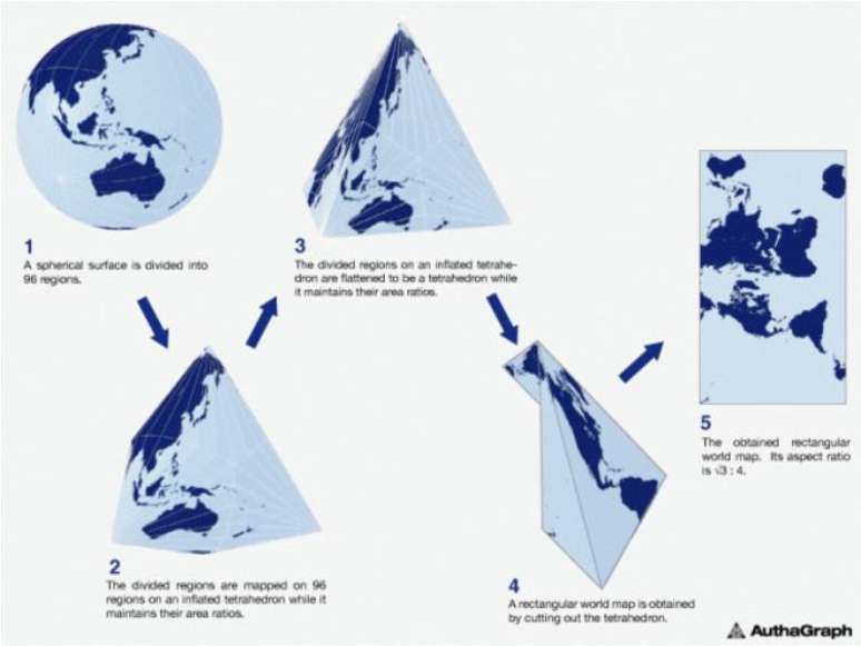 Técnica de origami foi usada para criação do mapa 