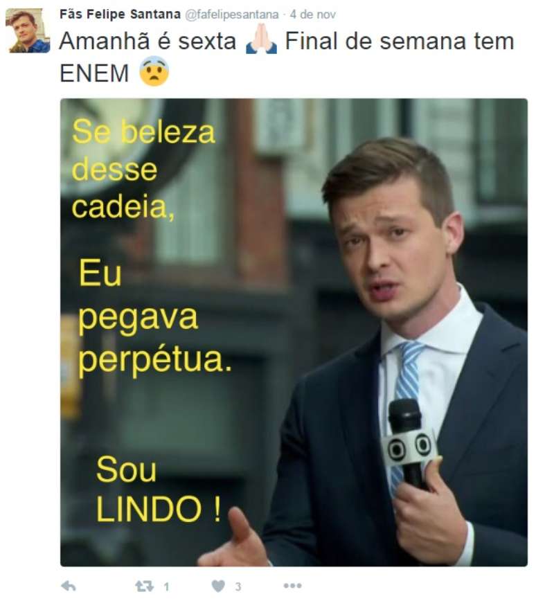 F&atilde;s do jornalista mant&ecirc;m perfil no Twitter e interagem com ele (Foto: Reprodu&ccedil;&atilde;o/@fafelipesantana)