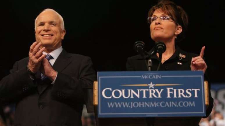 Em 2008, o republicano John McCain teve como vice Sarah Palin 