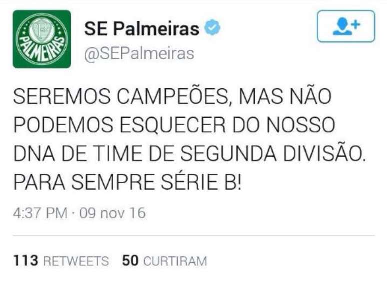 Twitter do Palmeiras é hackeado com piadas contra o clube