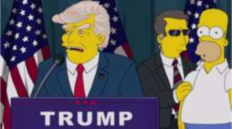 Essa cena de "Os Simpsons" mostrando Trump efetivamente como presidente é de 2015; mas um episódio de 2000 também o havia citado no comando da Casa Branca