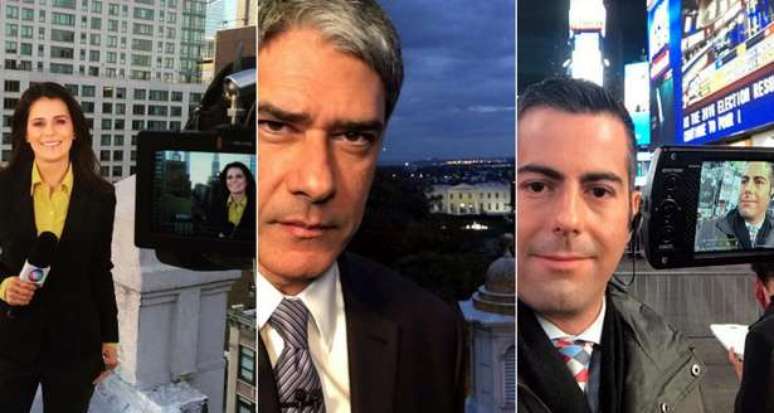 Adriana, Bonner e Marcelo: no epicentro da not&iacute;cia (Fotos: Reprodu&ccedil;&otilde;es)