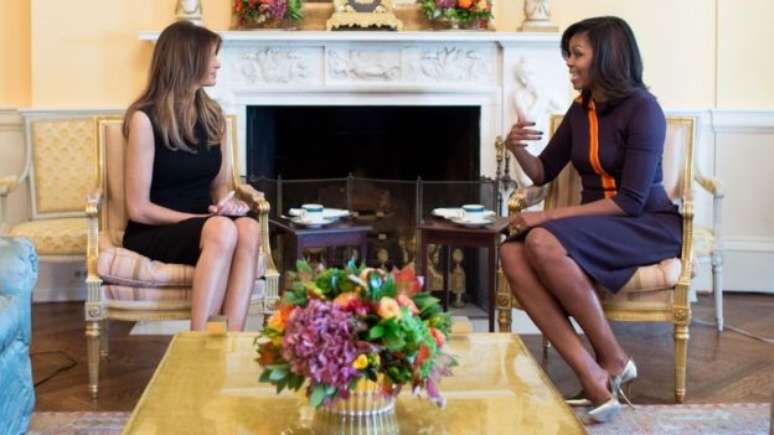 Michelle Obama tamb&eacute;m se reuniu com a futura primeira-dama, Melania Trump