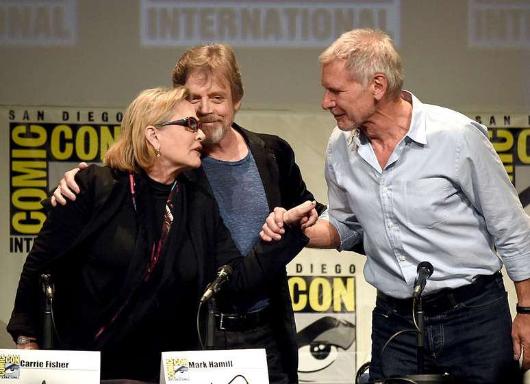Carrie Fisher, Mark Hamill e Harrison Ford na Comic-Con de 2015