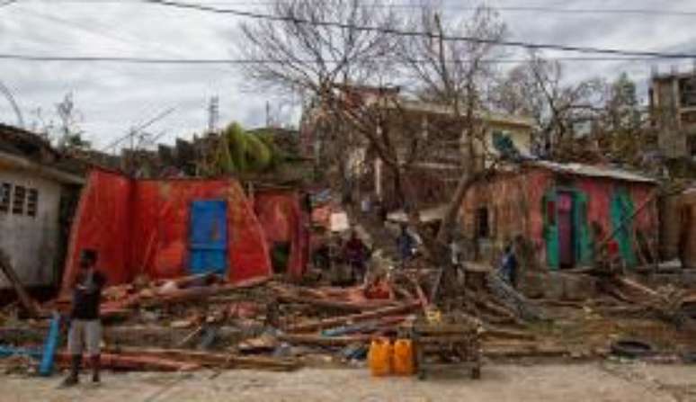 &Aacute;rea devastada no Haiti, ap&oacute;s a passagem do Furac&atilde;o Matthew