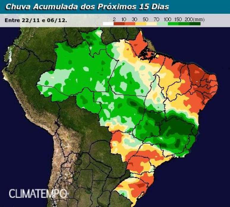 Como fica a chuva no BR até dezembro?