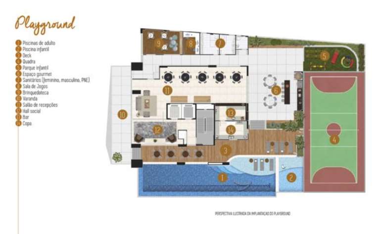Reprodução de planta de playground do edifício La Vue; unidades no local são avaliadas em R$ 2,6 milhões