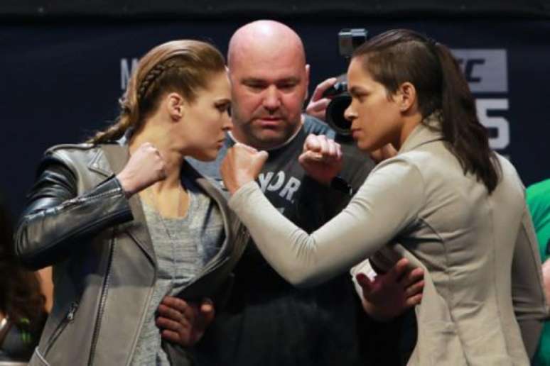 Ronda e Amanda já protagonizaram a primeira encarada em evento promocional do UFC - (Foto: UFC)
