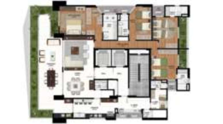 Cada apartamento possui quatro su&iacute;tes, quatro vagas de garagem e &aacute;rea de 259 m&sup2;