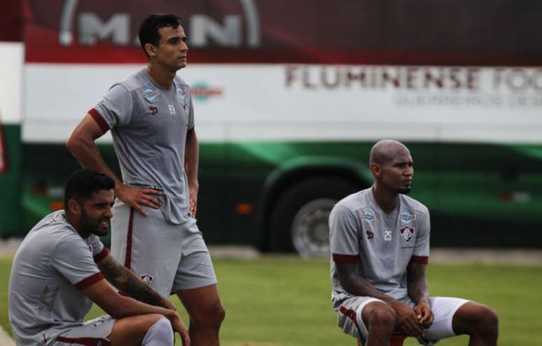 Giovanni, Henrique Dourado e Wellington Silva durante a atividade desta quinta (Foto: Nelson Perez/Fluminense FC)
