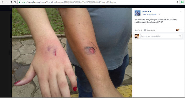 Página no Facebook mostra estudantes que teriam ficado feridos dentro da UFMG