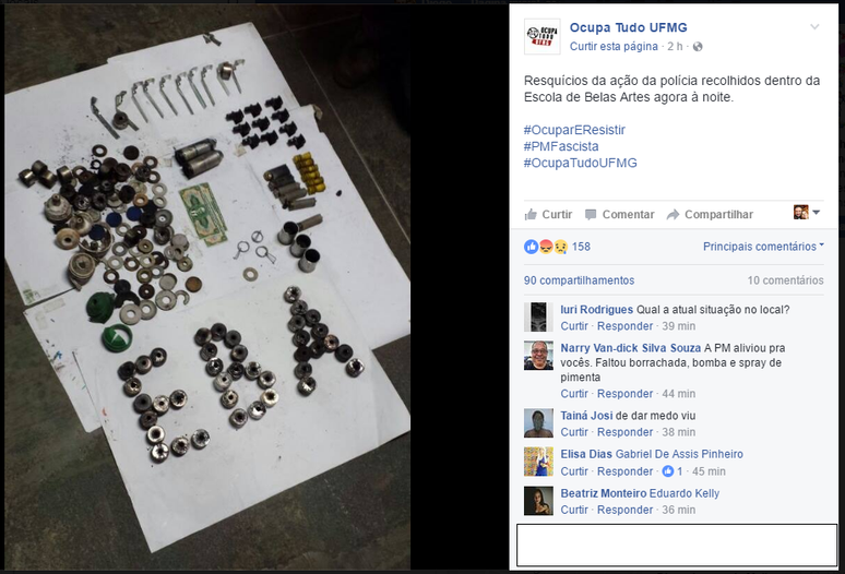 Página no Facebook mostra o que seriam os restos de material usado pelos policiais