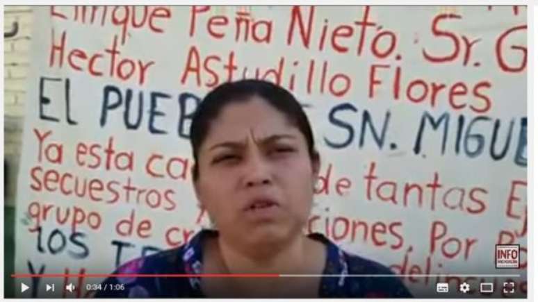 Yadira Guillermo foi a única pessoa que teve coragem de mostrar o rosto nos vídeos em desafio aos criminosos. Agora, ela responsabiliza as autoridades do estado pela sua segurança e dos demais integrantes do movimento popular.