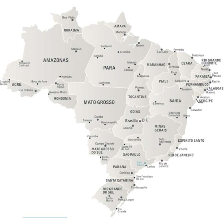 Mapa geográfico do Brasil