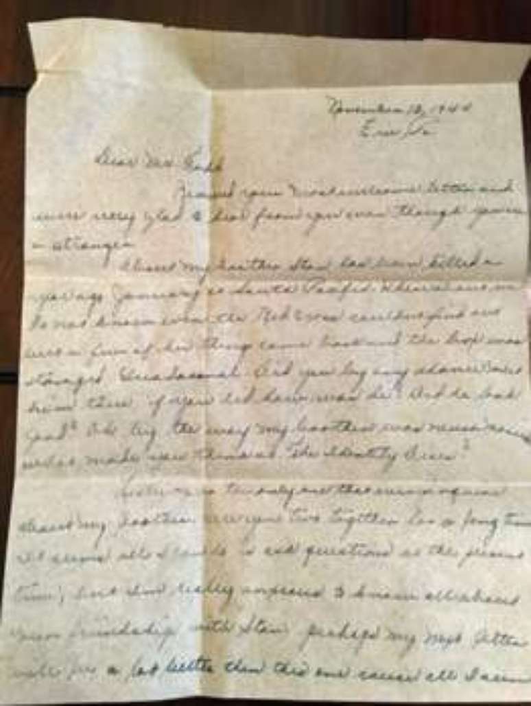 Por dois anos, a m&atilde;e e irm&atilde;s de Kownacki escreveram para ex-soldado neozeland&ecirc;s e sem resposta