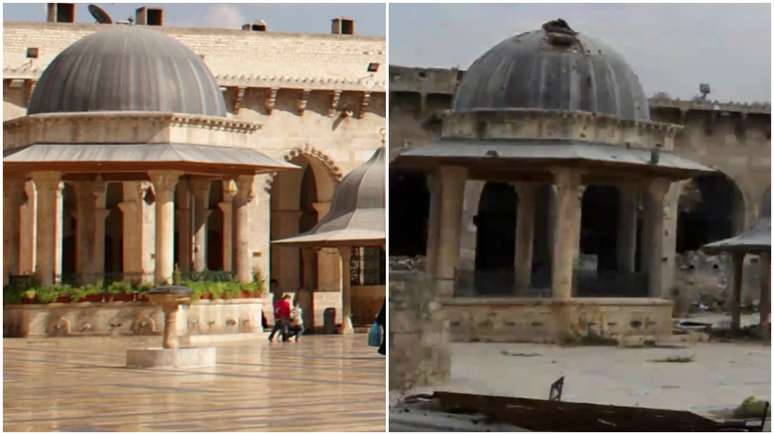 Tristes imagens monstram o antes e o depois de Aleppo.