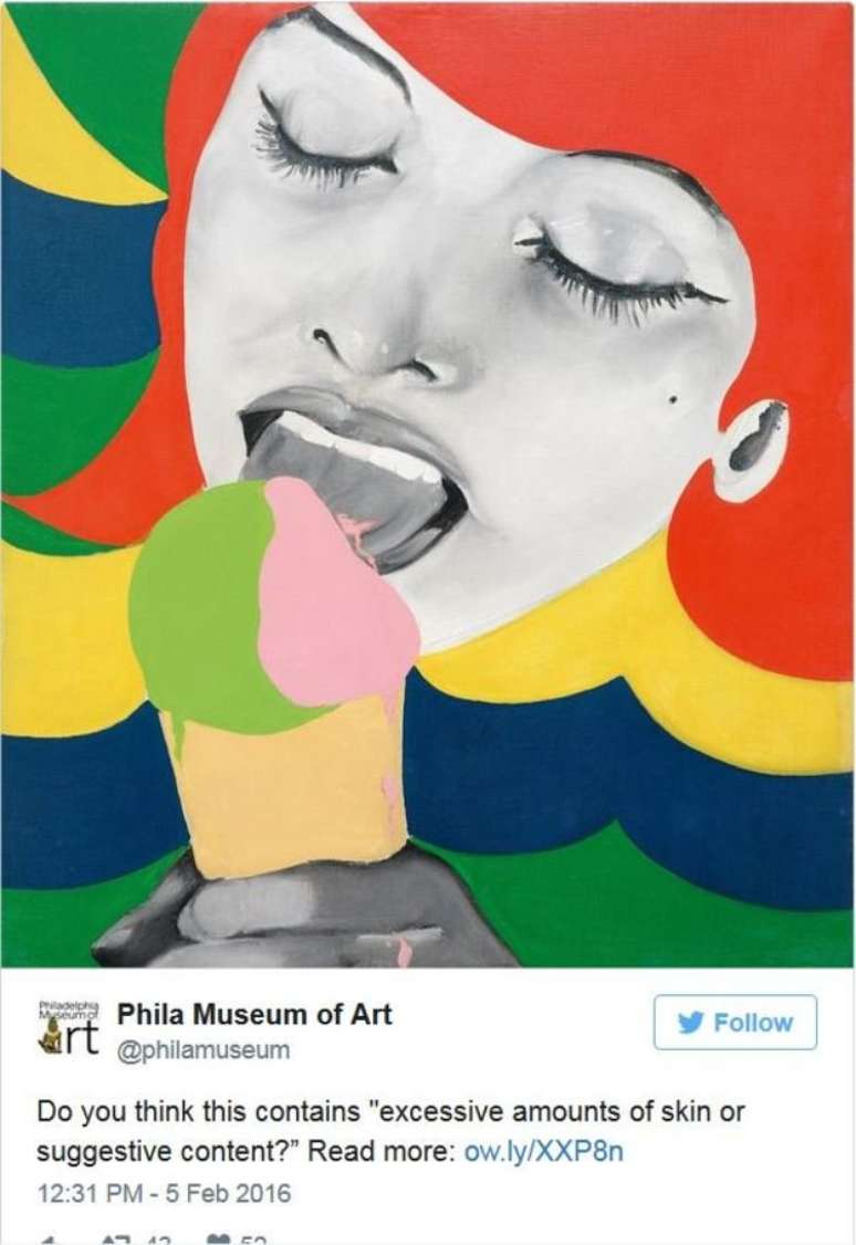 Museu de Arte da Filadélfia protestou ao ter sua publicação sobre esta obra censurada pelo Facebook