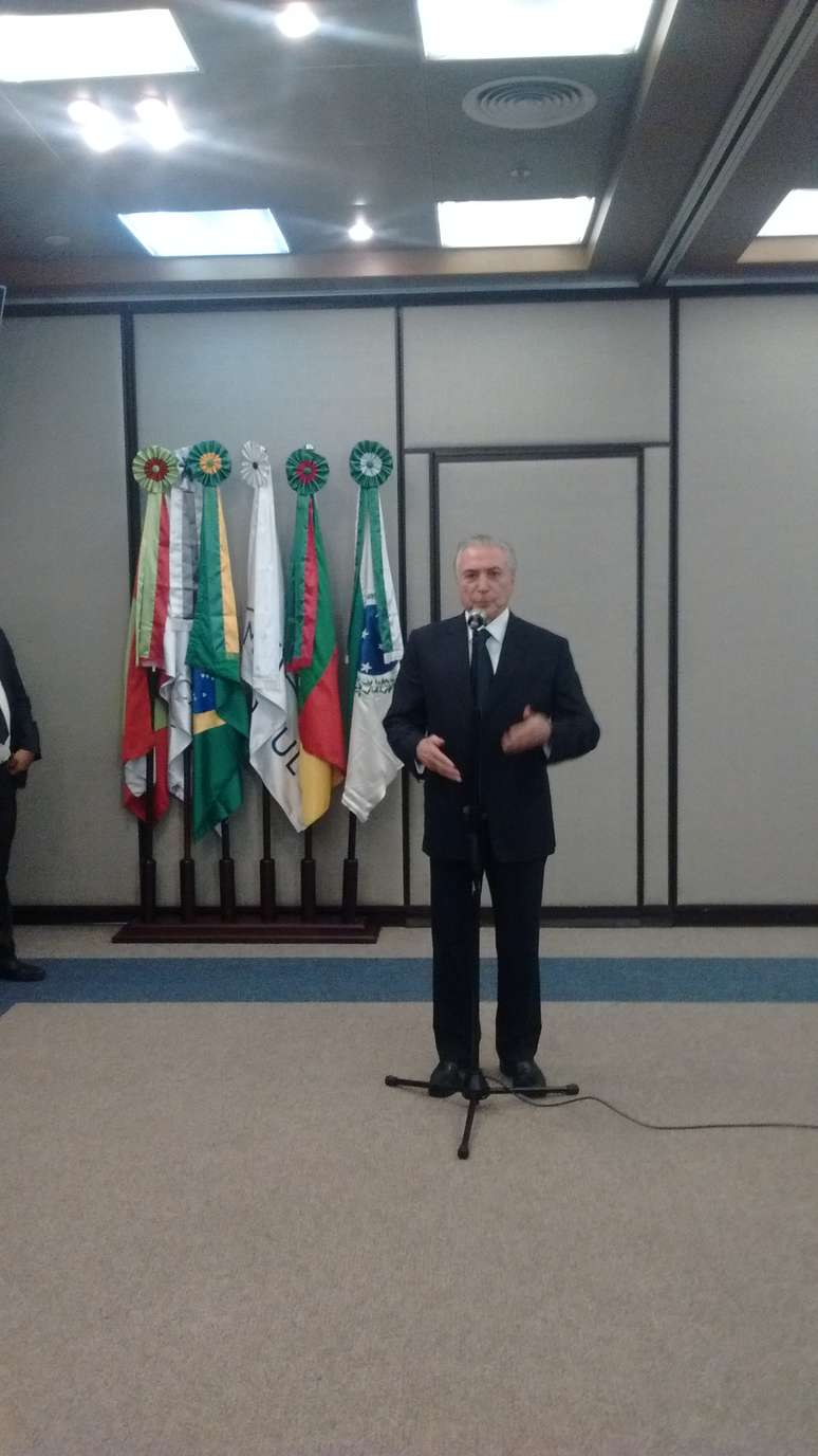 Presidente Michel Temer faz pronunciamento durante o velório de Teori Zavazcki