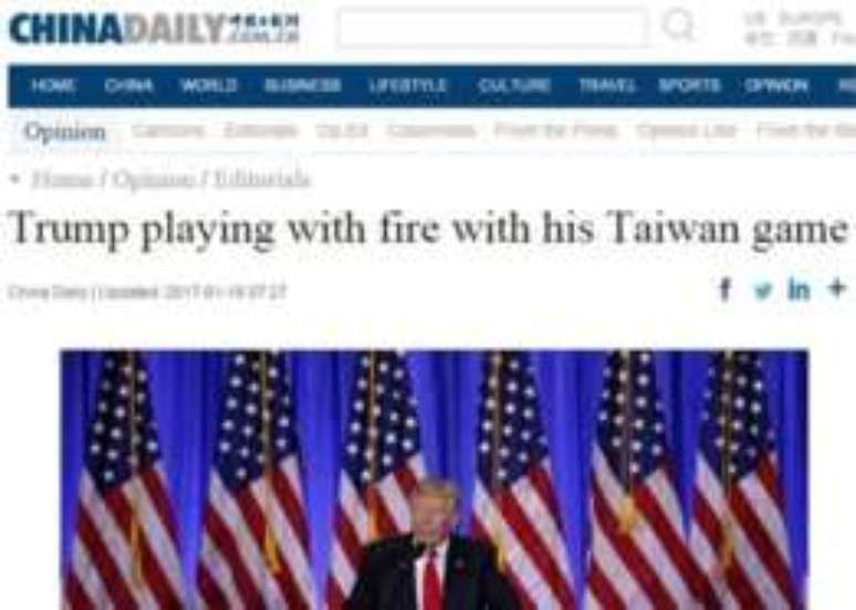 Jornal chinês (publicado em inglês) diz que "Trump brinca com fogo"