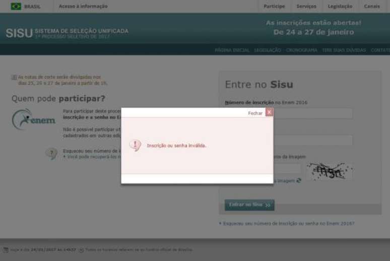 Candidatos têm encontrado dificuldade para acessar o site do Sisu