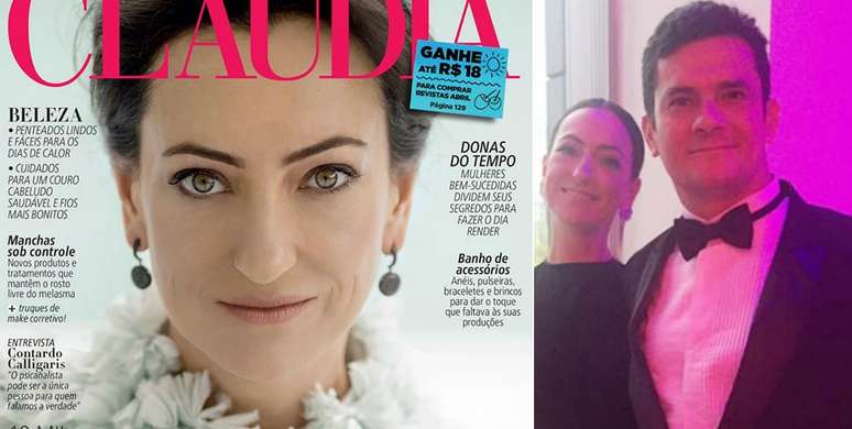 Rosangela Moro na capa de &#039;Claudia&#039; e ao lado do marido, o juiz Sergio Moro