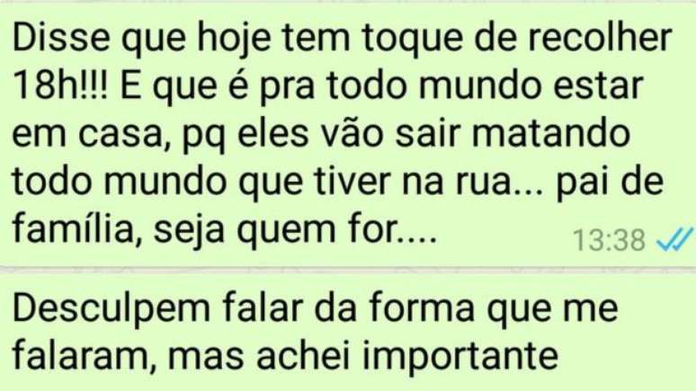 Boatos nas ruas e mensagens pelo WhatsApp orientam moradores do ES a não sair de casa após as 18h 