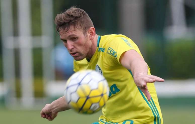 Fabiano durante treino do Palmeiras. Ele agora irá para o DM (Foto: Cesar Greco/Palmeiras)