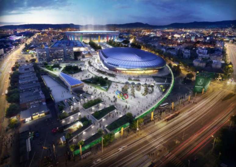 Projeção do Parque Olímpico de Budapeste-2024 (Reprodução)