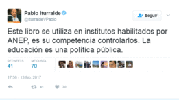 O deputado Iturralde prop&otilde;e a cria&ccedil;&atilde;o de "um manual" para definir que textos podem ser adotados ou n&atilde;o nas escolas do Uruguai