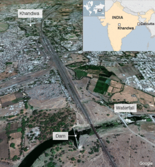 Imagem do Google Earth que ajudou Saroo a encontrar o caminho de casa 