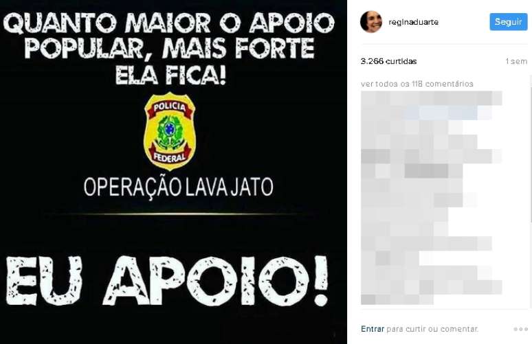 Mensagem divulgada por Regina Duarte em sua rede social