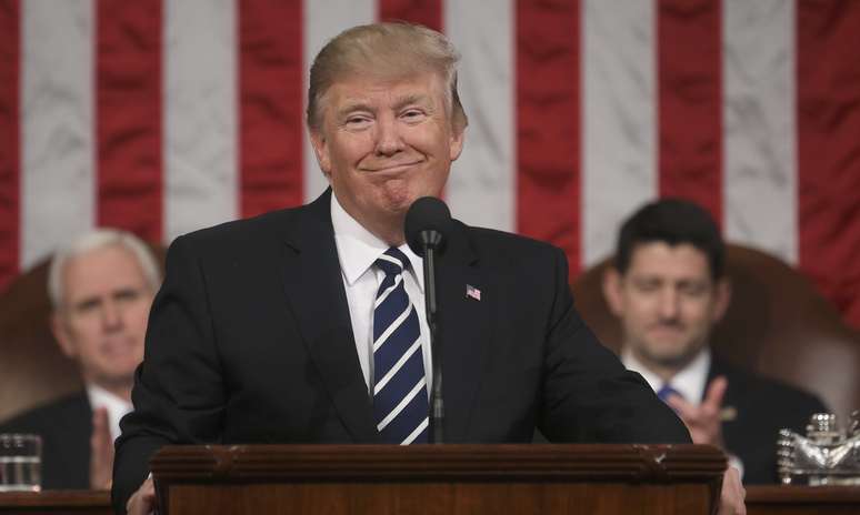 Donald Trump em seu primeiro discurso no Congresso dos Estados Unidos
